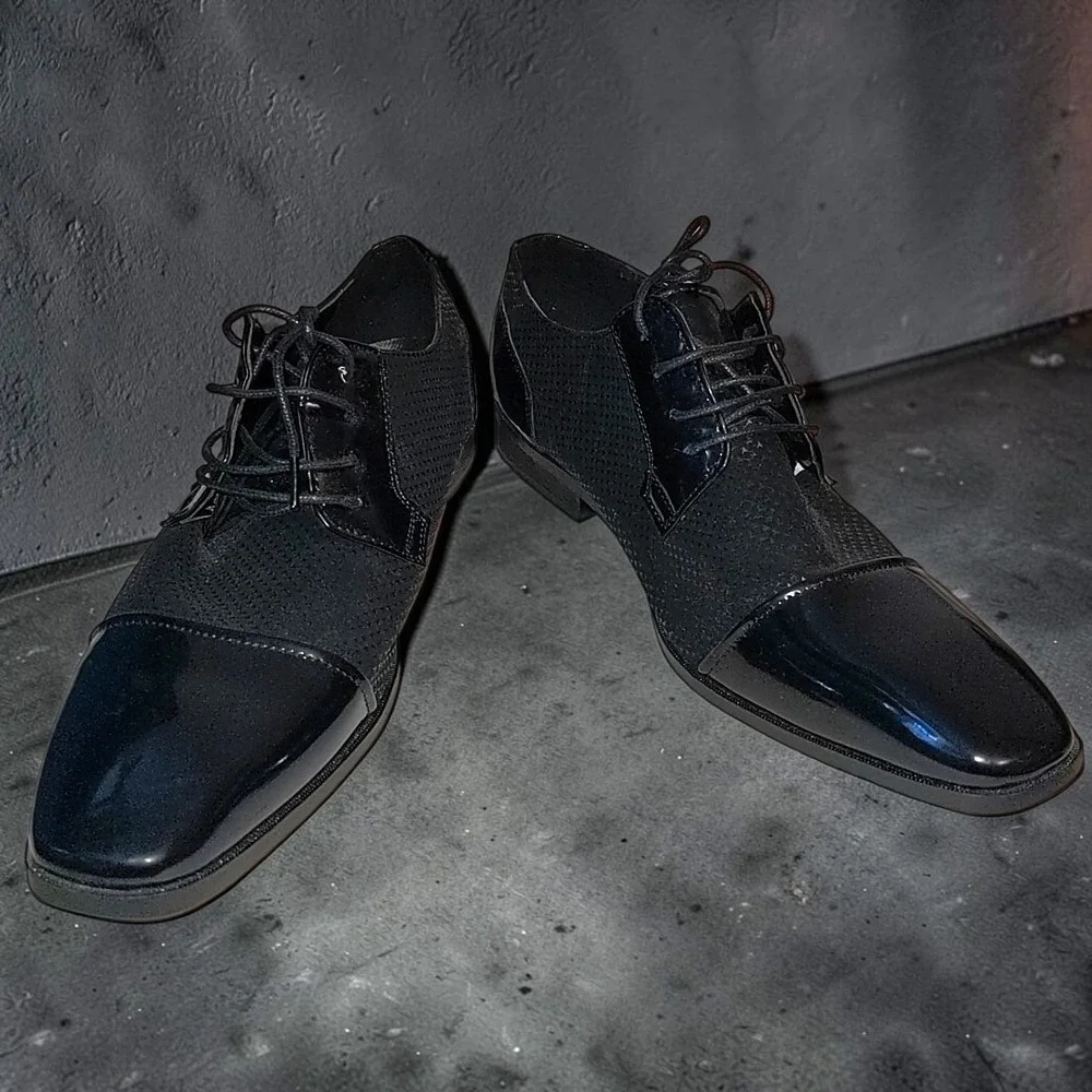Fashion FZ 9917 Mens Black Patent Cap Toe Oxford Dress Shoes Size 46 US 12-13
